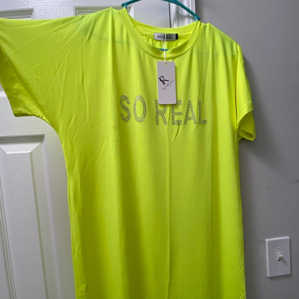 Oversized t shirt. BRAND NEW WITH TAGS. Rhinestone letters.